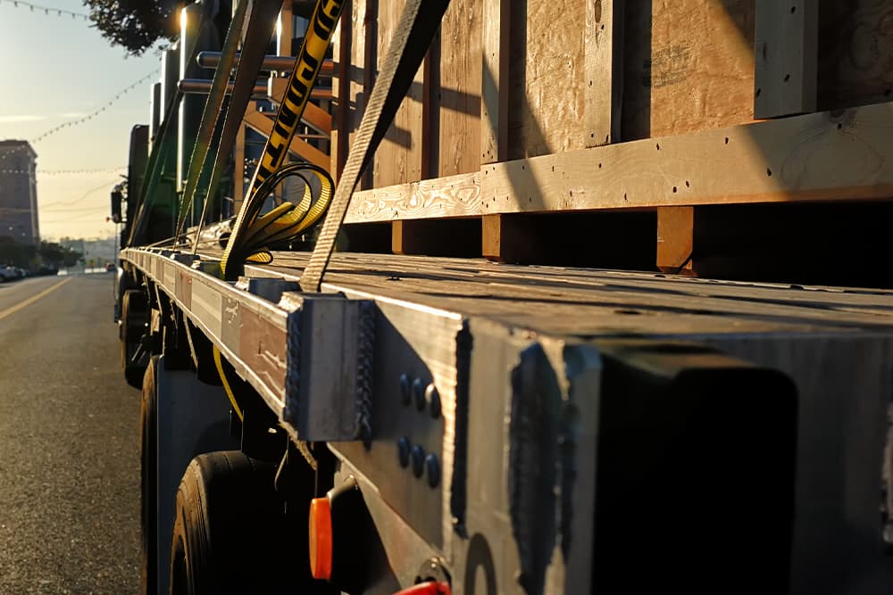 heavy cargo secured to truck