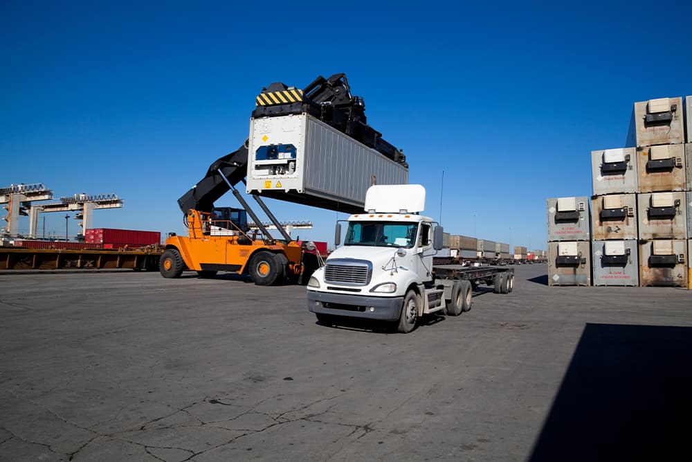 loading container onto truck