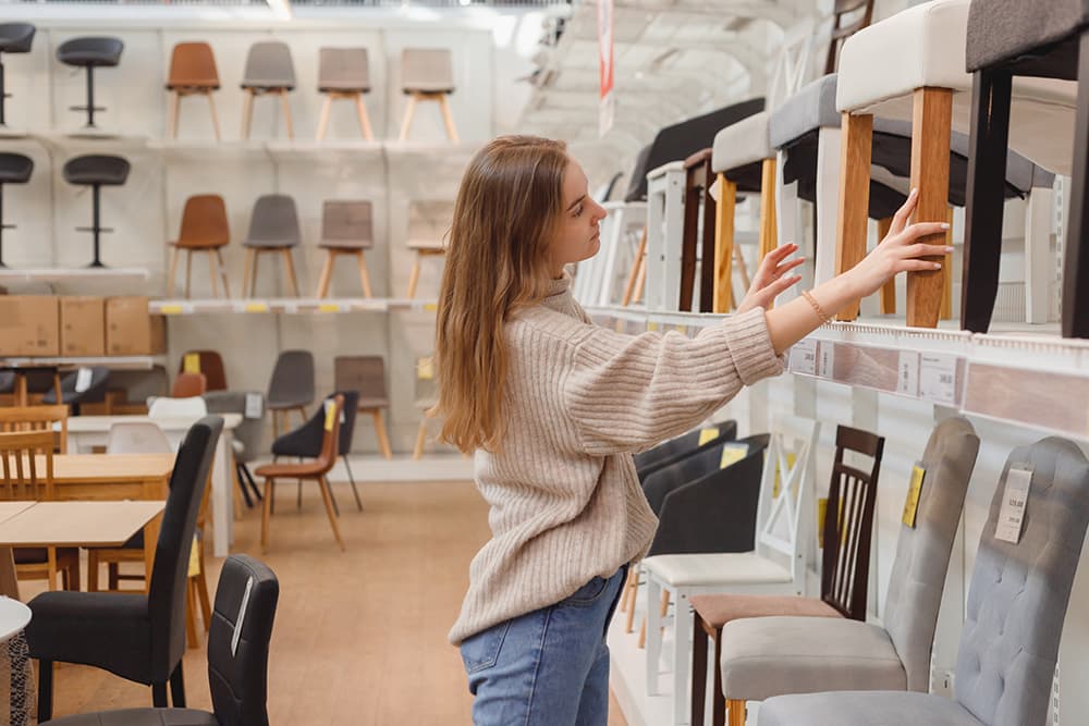 woman in a furniture store