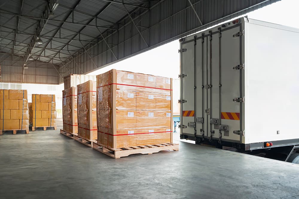 small parcel packages ready to be loaded onto truck